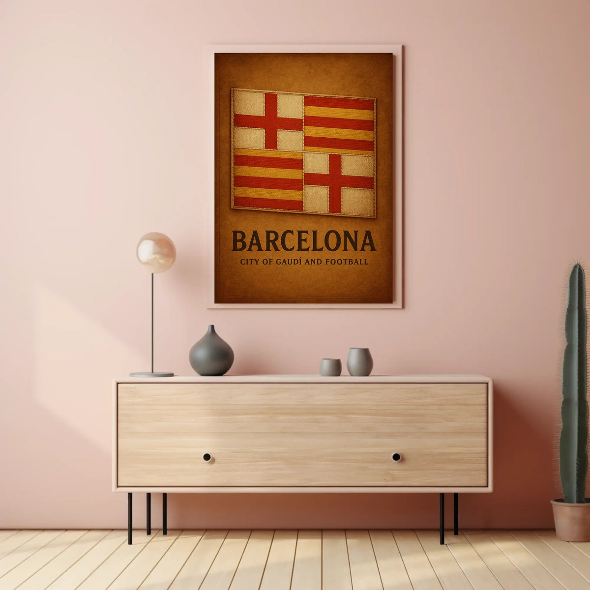 Barcelona City of Gaudí and Football Poster