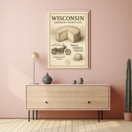 Wisconsin's Vintage Motorcycle and Cheese Cultural or Heritage Poster