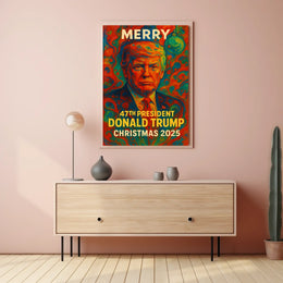 Merry 47th President Trump Christmas 2025 Political Poster