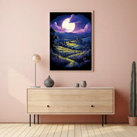 Moonlit Countryside: Enchanting Rural Landscape Poster