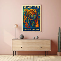 St. Michael Colorful Line Art Poster
