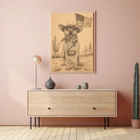 sketch style drawing of a cowboy dog Poster