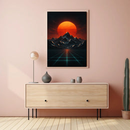 Retro-futuristic Landscape with Neon Glow Futuristic Sci-Fi Poster