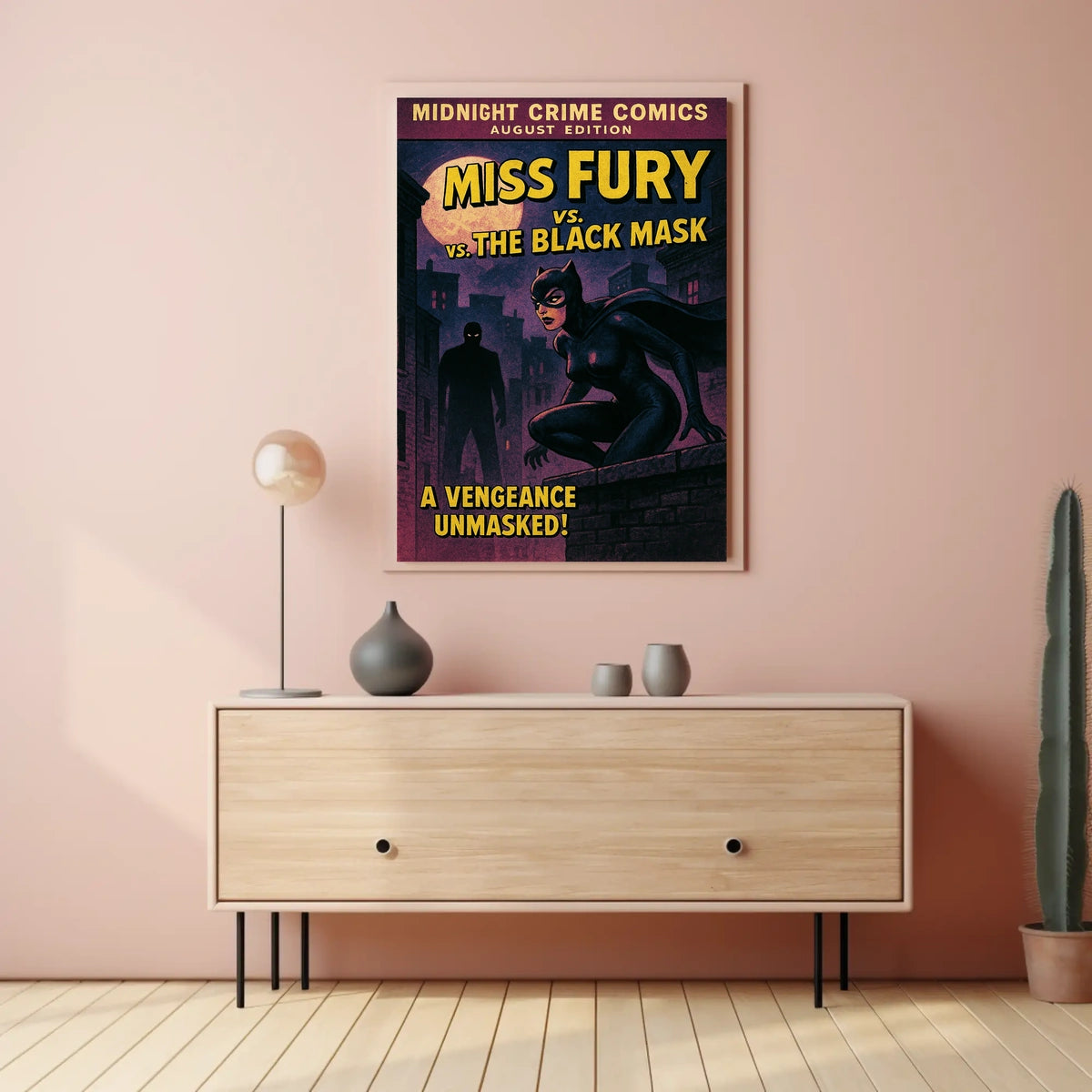 Miss Fury Vintage Comic Nighttime Adventure Pop Culture Poster