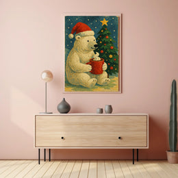 Festive Polar Bear Holiday Poster