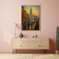 NYC Skyline Poster City Of Dreams Sunset Glow For City Folk