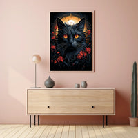 Exquisite Black Cat with Mesmerizing Eyes Animal Poster
