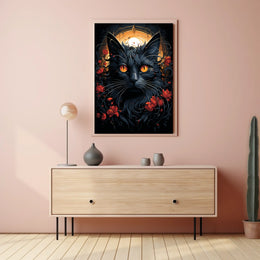 Exquisite Black Cat with Mesmerizing Eyes Animal Poster