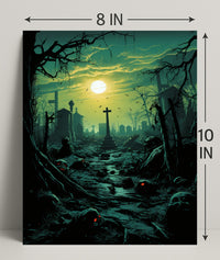 Haunted Cemetery At Dusk Poster