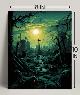 Haunted Cemetery At Dusk Poster