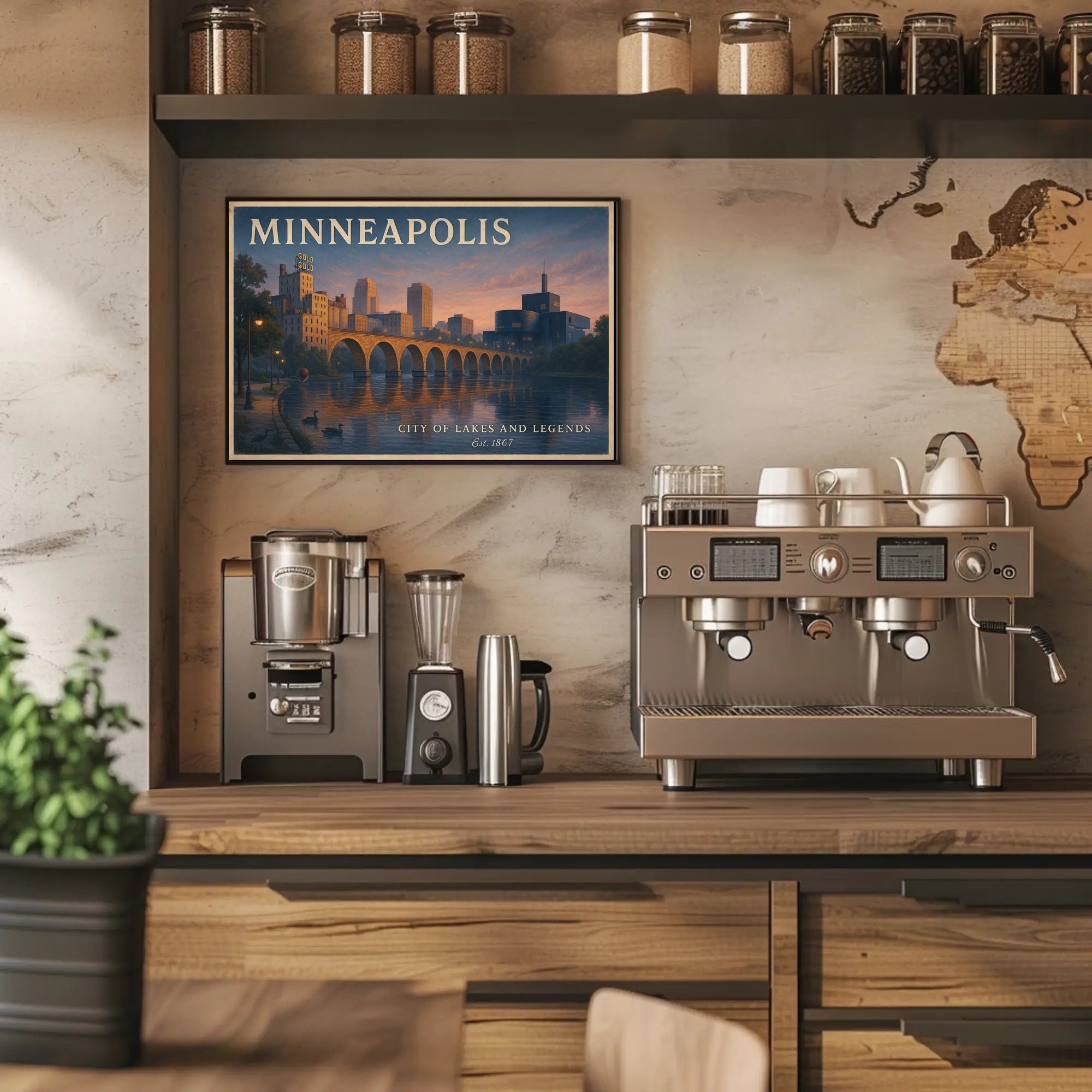 Minneapolis City of Lakes Travel Poster