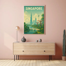 Singapore Skyline Illustration Poster