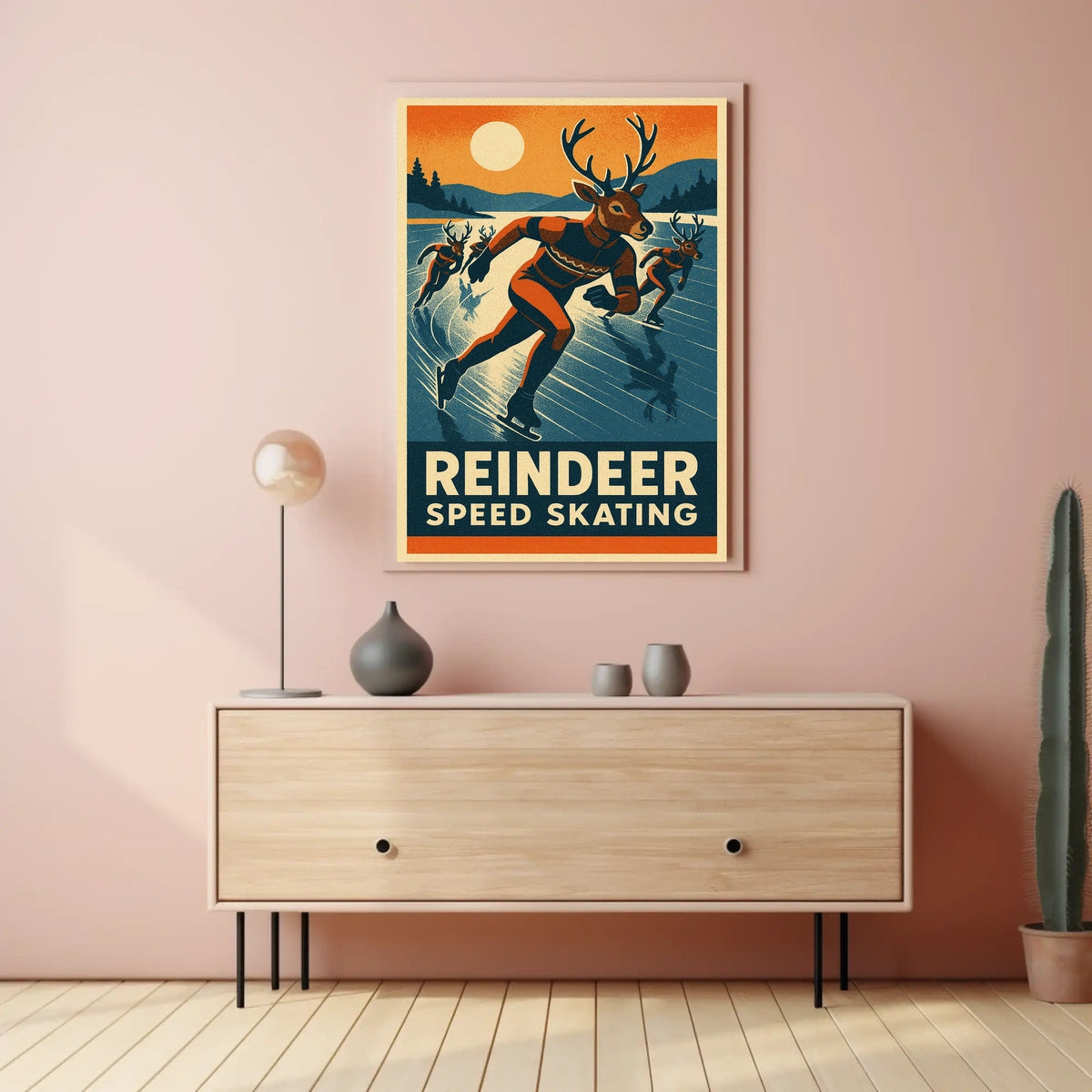 Reindeer Speed Skating Poster