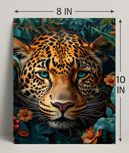 Leopard's Tranquil Gaze: Photorealistic Animal Poster