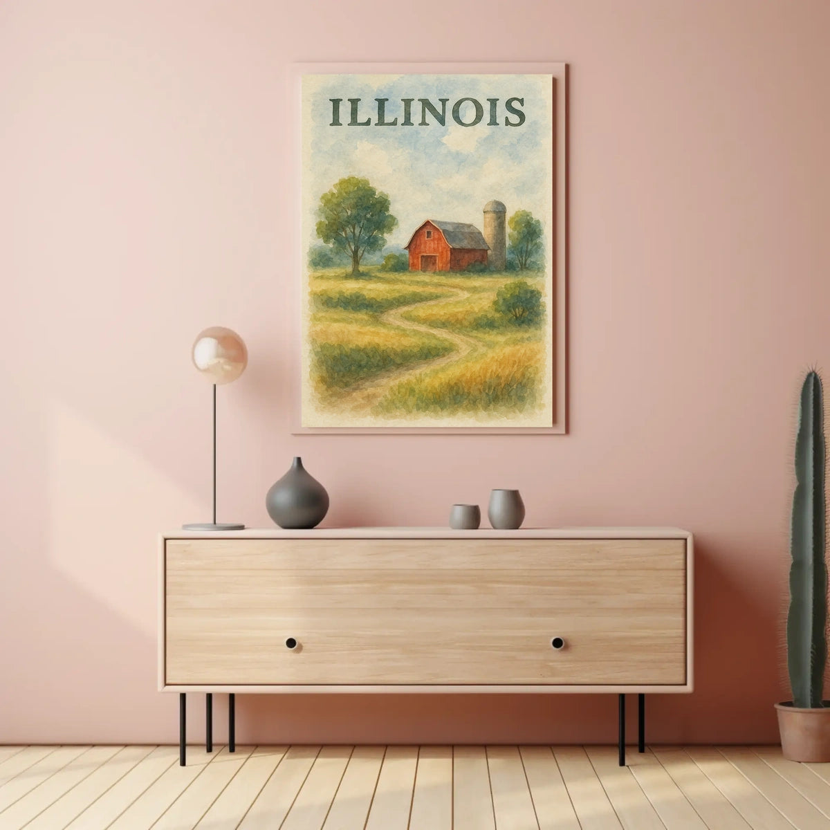 Illinois Countryside Dreamer Rustic Poster