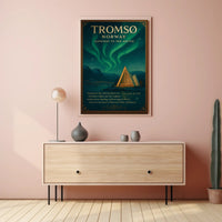 Tromso Northern Lights Poster Vintage Travel Print