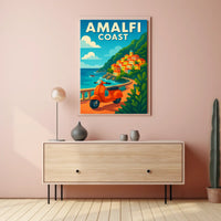 Amalfi Coast Adventure Poster Wall Art Coastal Decor 18x24