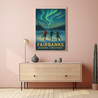 Fairbanks Aurora Christmas Scene Alaska Landscape Poster