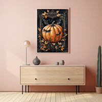 Halloween Pumpkin and Bats Design - Cultural or Heritage Poster