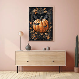 Halloween Pumpkin and Bats Design - Cultural or Heritage Poster