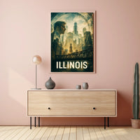 Illinois Skyline Reflection Poster