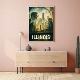 Illinois Skyline Reflection Poster