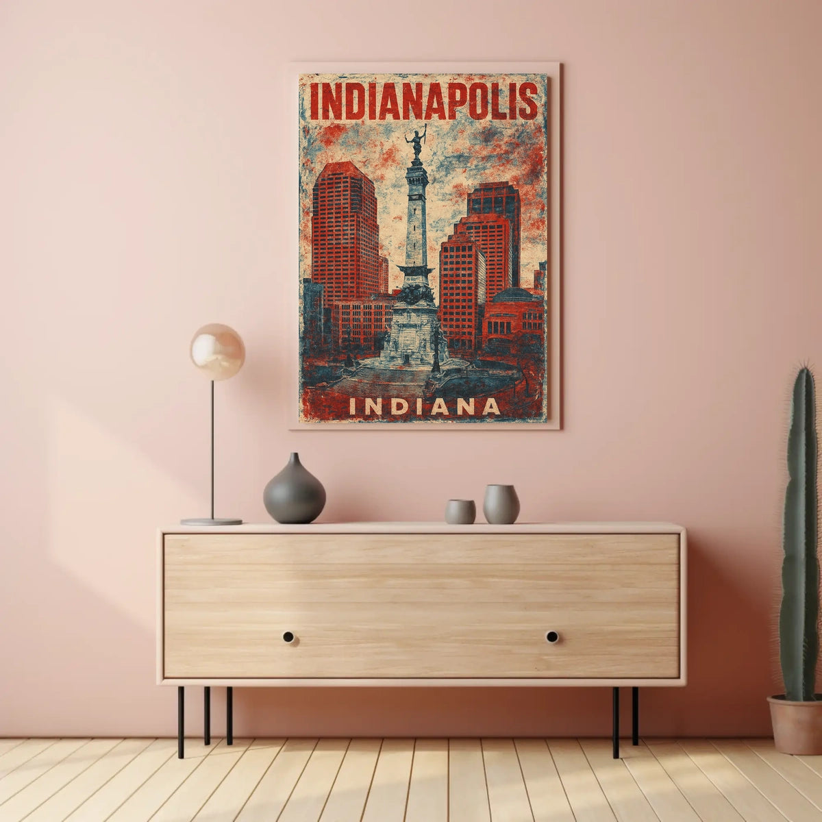 Indianapolis Monument Cityscape Retro Patriotic Poster