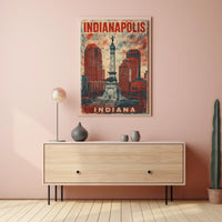 Indianapolis Monument Cityscape Retro Patriotic Poster