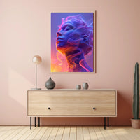 Vibrant Surreal Face with Futuristic Design Artistic Poster PosterGoat