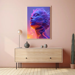 Vibrant Surreal Face with Futuristic Design Artistic Poster PosterGoat