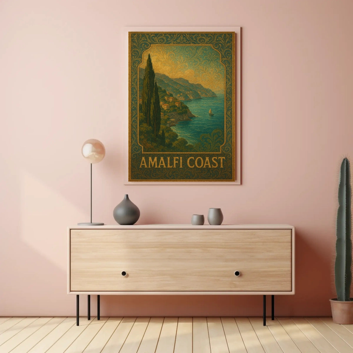 Amalfi Coast Poster Wall Art 18x24 Coastal Scene Art Print