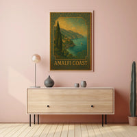 Amalfi Coast Poster Wall Art 18x24 Coastal Scene Art Print