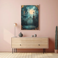 Moonlit Gothic Gate Poster