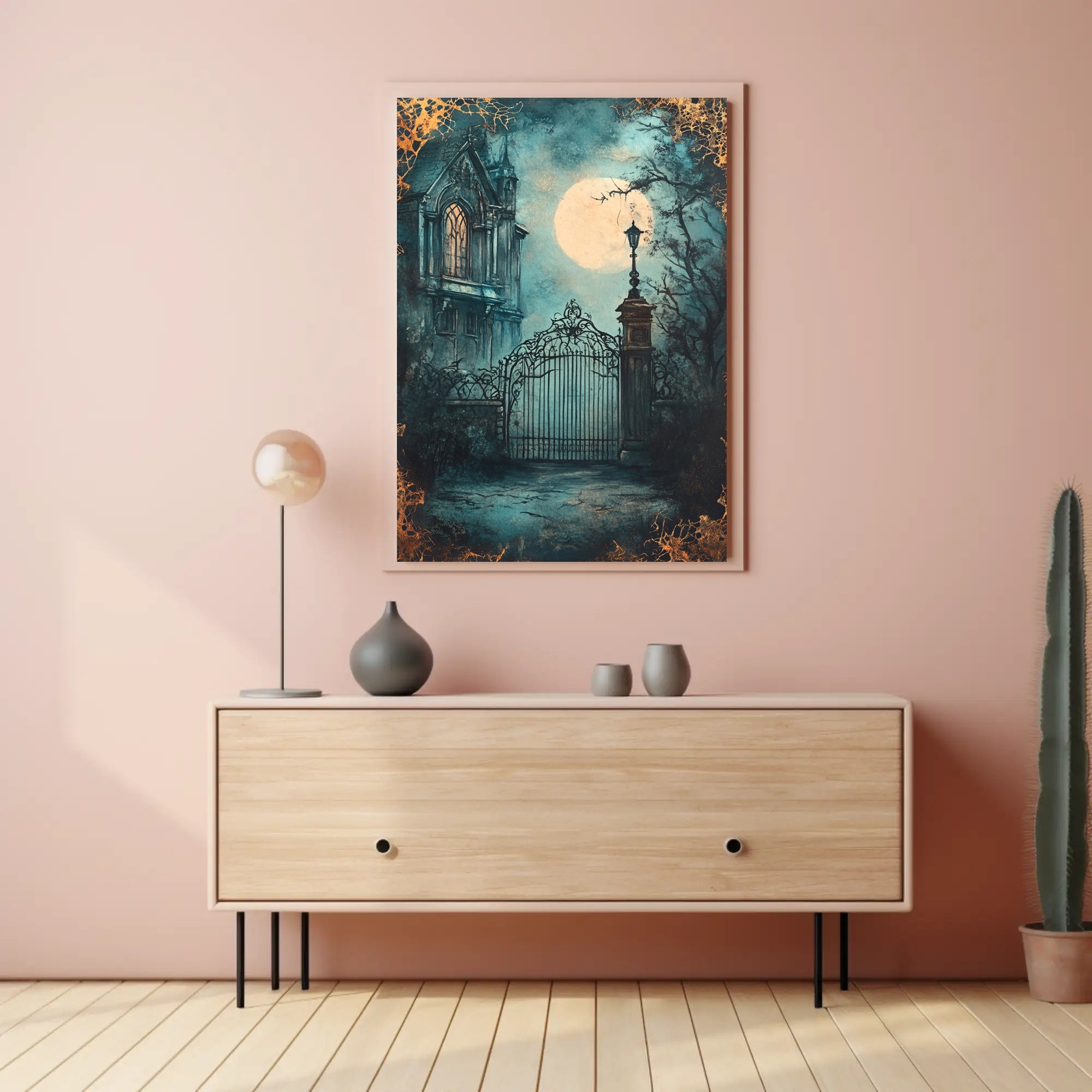 Moonlit Gothic Gate Poster