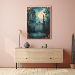 Moonlit Gothic Gate Poster