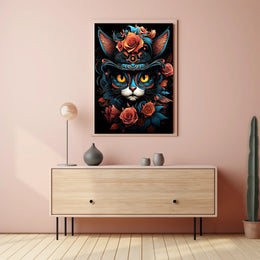 Whimsical Cat Art in Fantasy or Mythology Poster