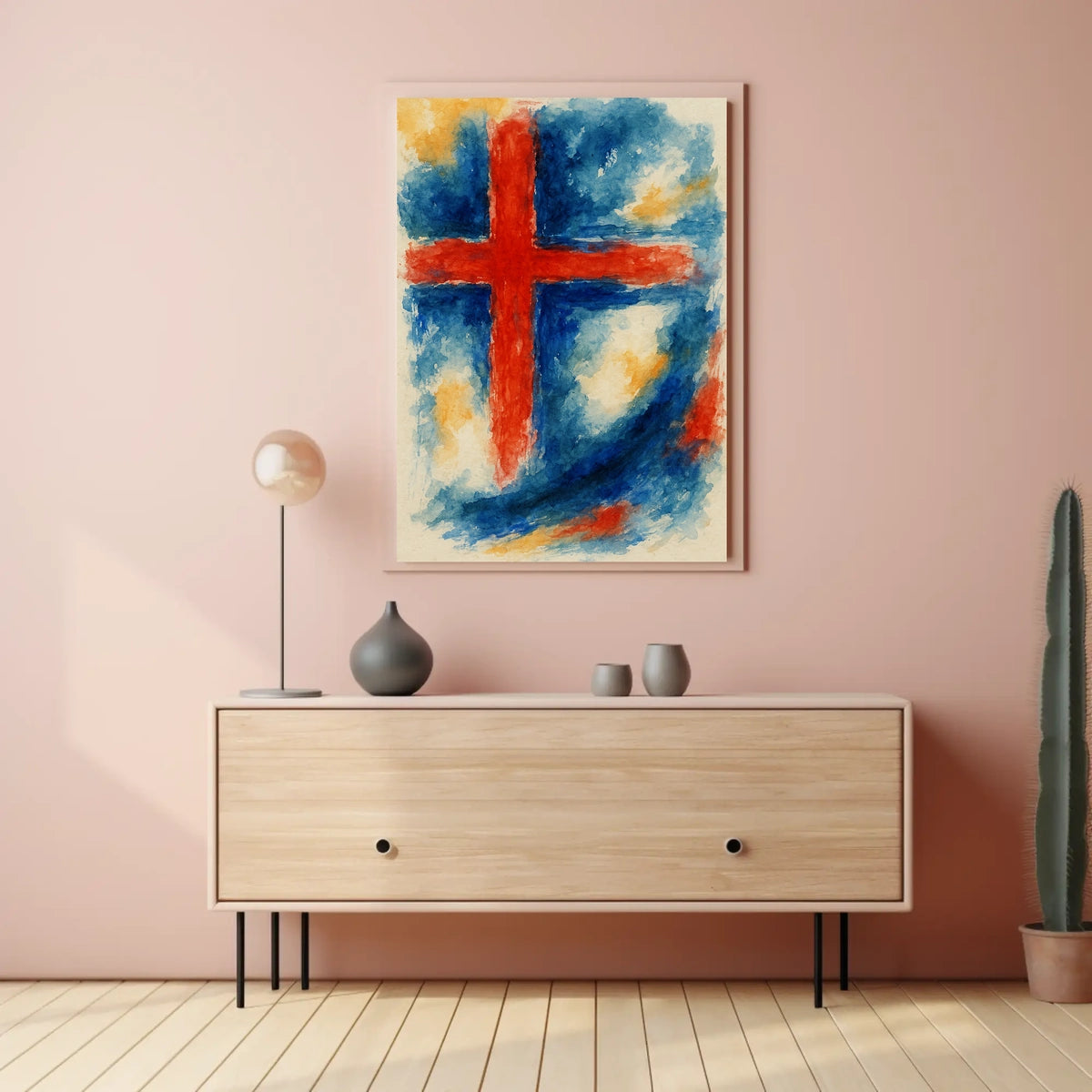 Abstract Cross In Watercolor Abstract Poster