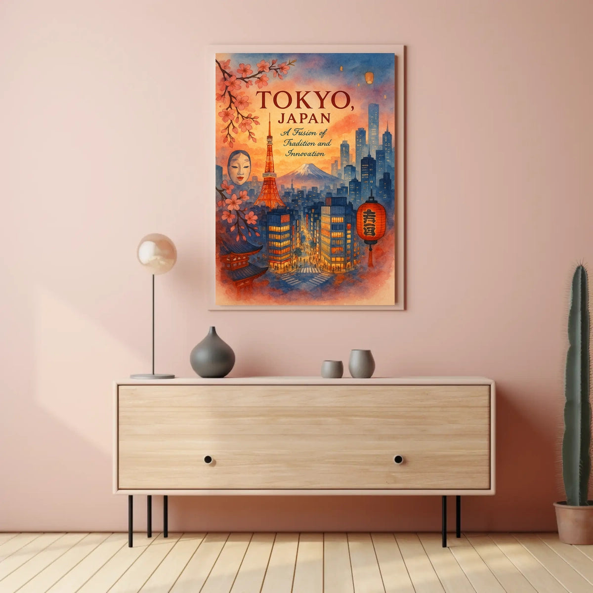 Tokyo Skyline Watercolor Poster: Tradition Meets Modernity