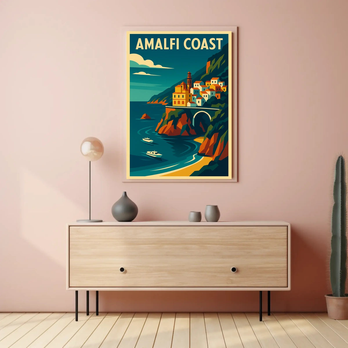Amalfi Coast Travel Poster Wall Art Coastal Decor Print