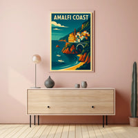 Amalfi Coast Travel Poster Wall Art Coastal Decor Print