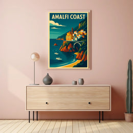 Amalfi Coast Travel Poster Wall Art Coastal Decor Print