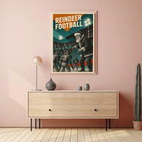 Festive Football Santa Vintage Art Poster