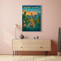 HONG KONG Cultural Fusion Vintage Art Poster