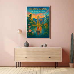 HONG KONG Cultural Fusion Vintage Art Poster