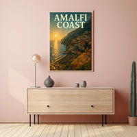 Amalfi Coast Sunset Poster 18x24 Premium Wall Art Decor