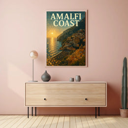 Amalfi Coast Sunset Poster 18x24 Premium Wall Art Decor