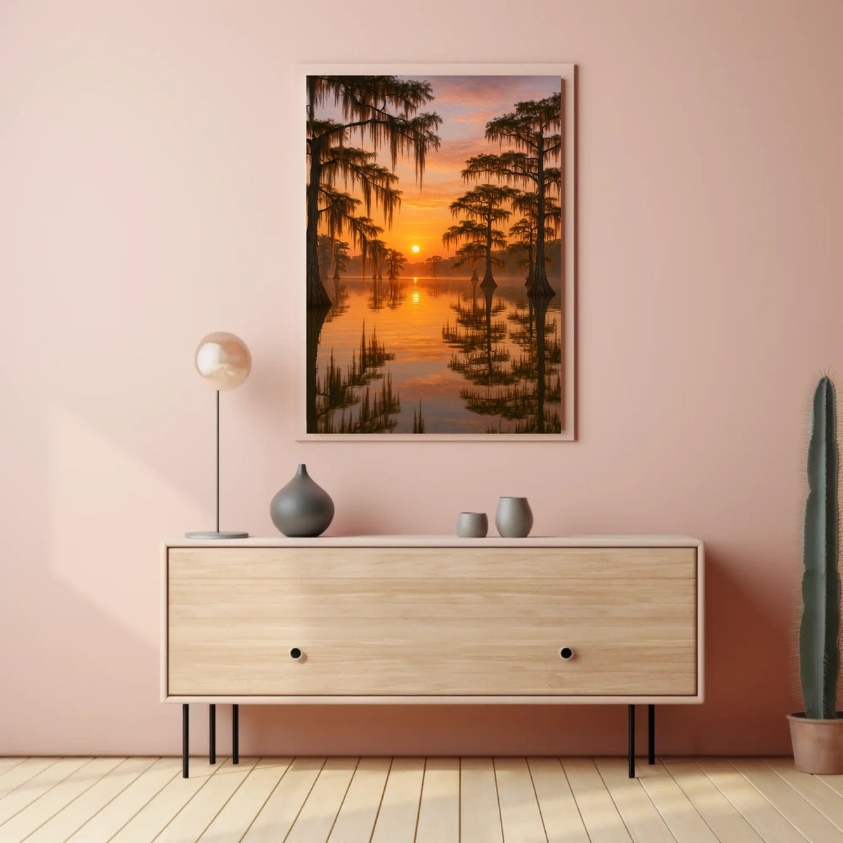 Tranquil Cypress Sunset Poster