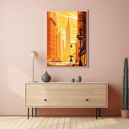 New York City Skyscraper Sunset Poster Modern Wall Art