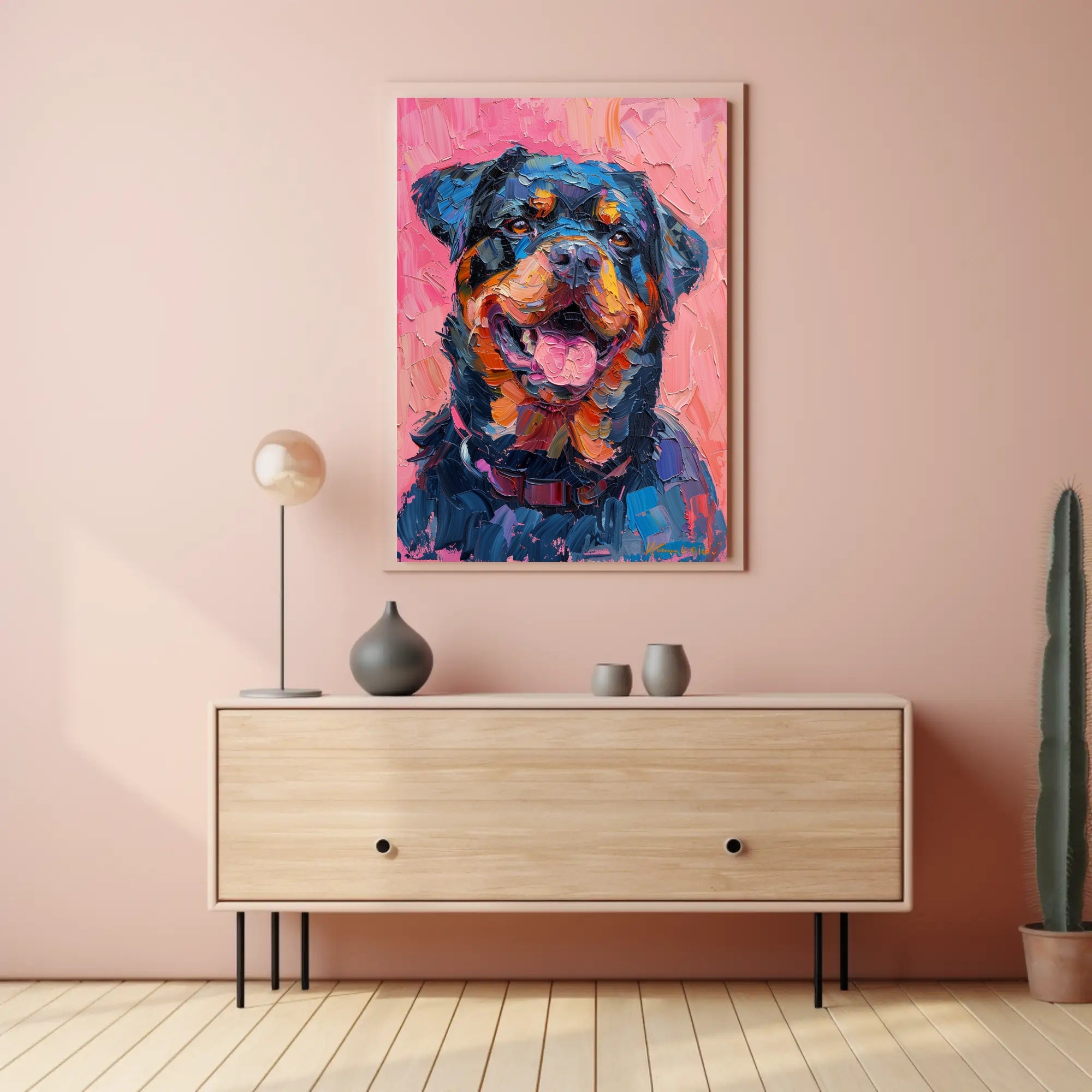 Rottweiler Impressionist Masterpiece: Vibrant Dog Breed Poster PosterGoat