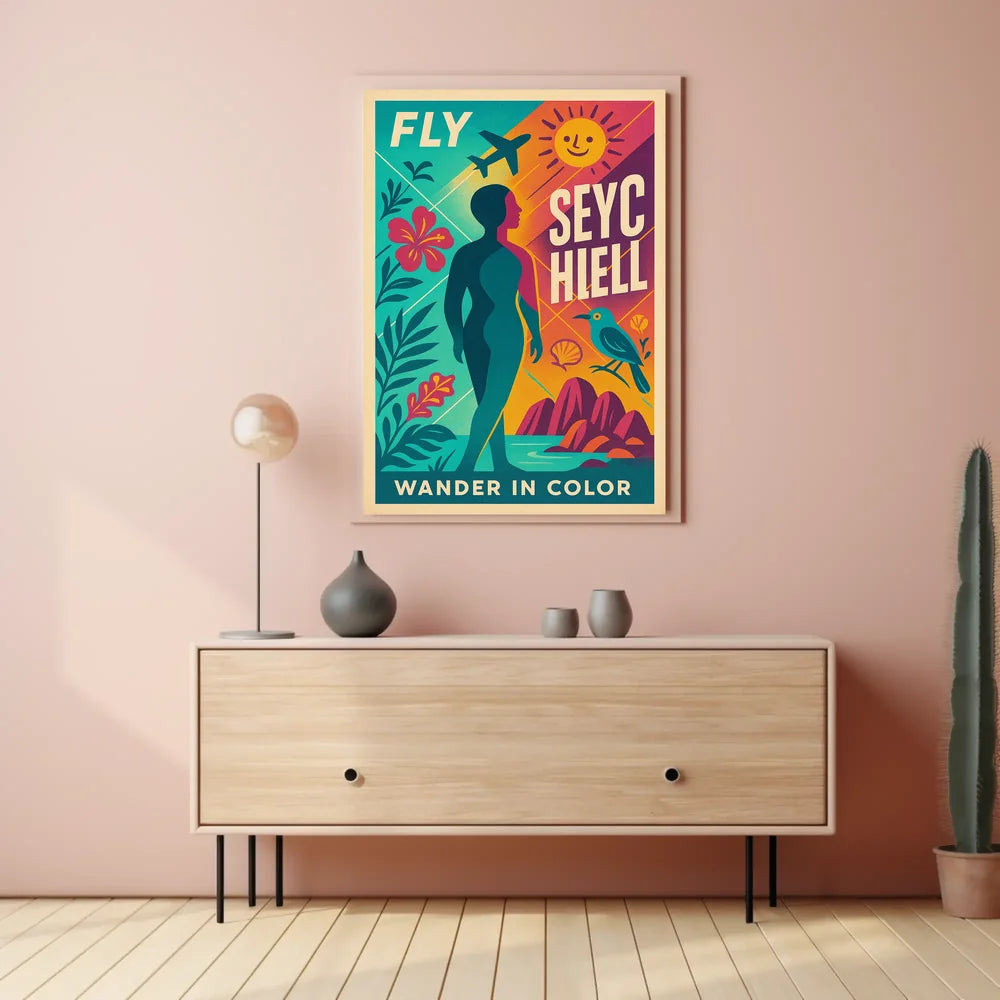 Fly to Seychelles Adventure – Vibrant Travel Poster PosterGoat